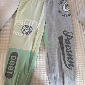 Pacific Sunwear Kids Mint Green & Gray Colorblock Joggers